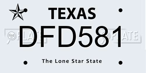 DFD581 Texas License Plate