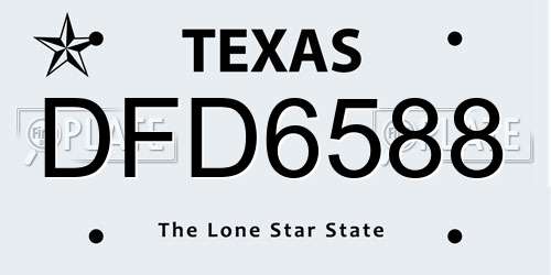 DFD6588 Texas License Plate