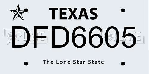 DFD6605 Texas License Plate