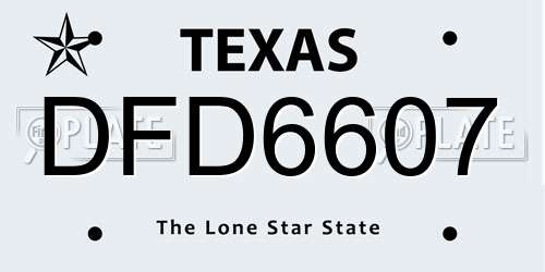 DFD6607 Texas License Plate