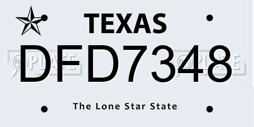 DFD7348 Texas License Plate