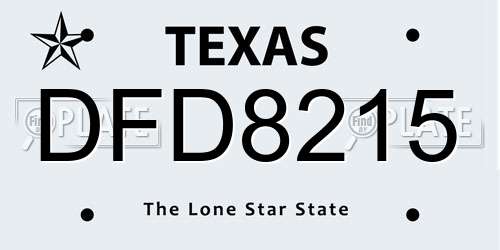 DFD8215 Texas License Plate