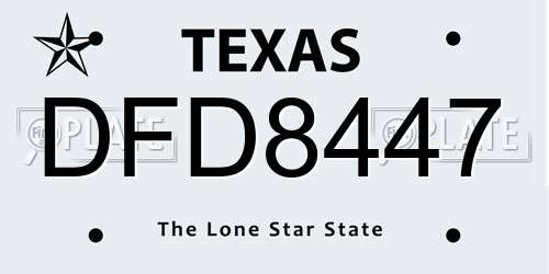 DFD8447 Texas License Plate
