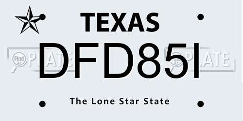 DFD85I Texas License Plate