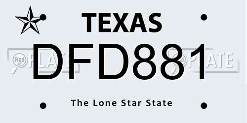 DFD881 Texas License Plate