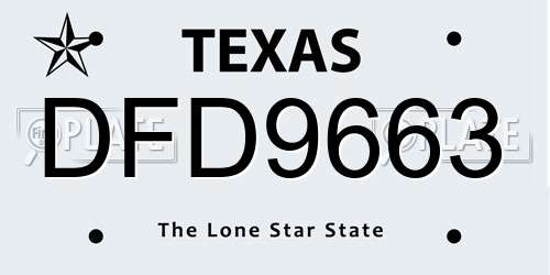 DFD9663 Texas License Plate