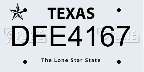 DFE4167 Texas License Plate