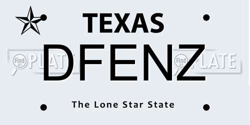 DFENZ Texas License Plate