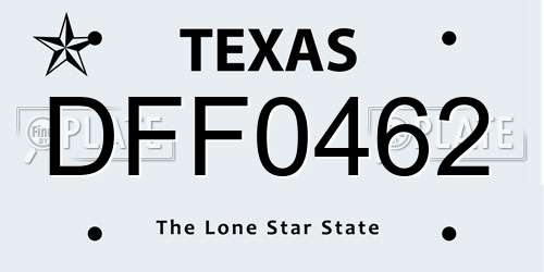DFF0462 Texas License Plate