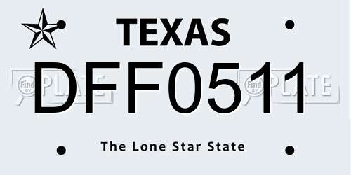 DFF0511 Texas License Plate