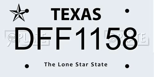 DFF1158 Texas License Plate