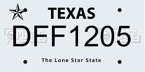 DFF1205 Texas License Plate