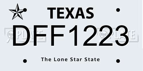DFF1223 Texas License Plate