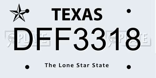 DFF3318 Texas License Plate