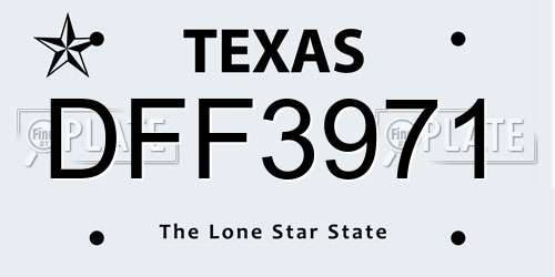 DFF3971 Texas License Plate