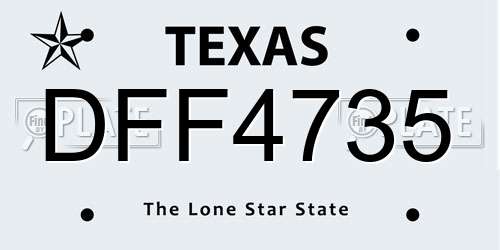 DFF4735 Texas License Plate