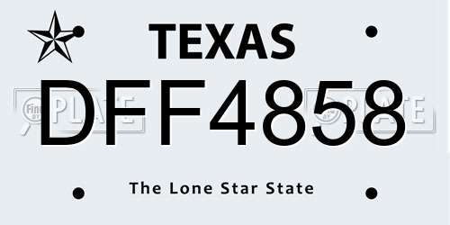DFF4858 Texas License Plate