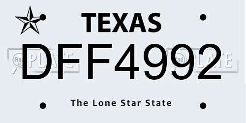 DFF4992 Texas License Plate