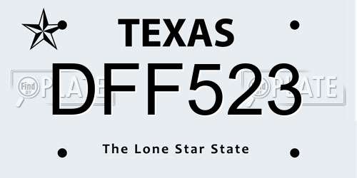 DFF523 Texas License Plate