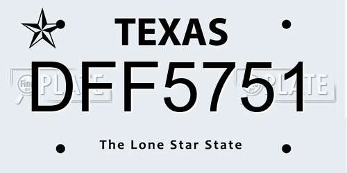 DFF5751 Texas License Plate