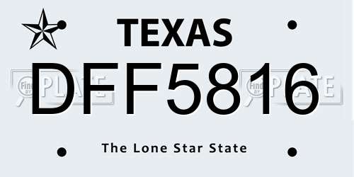 DFF5816 Texas License Plate