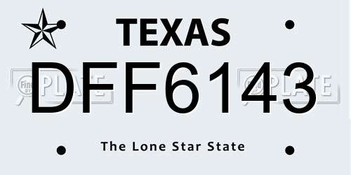 DFF6143 Texas License Plate