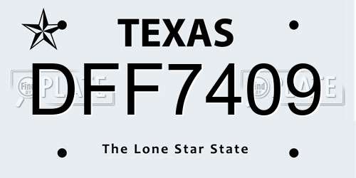 DFF7409 Texas License Plate