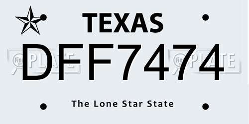 DFF7474 Texas License Plate