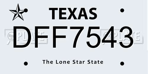 DFF7543 Texas License Plate