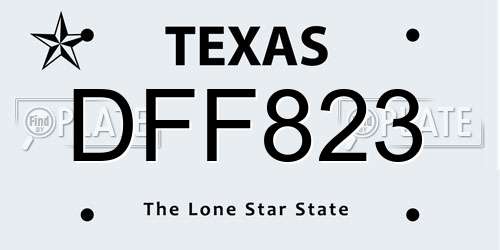 DFF823 Texas License Plate