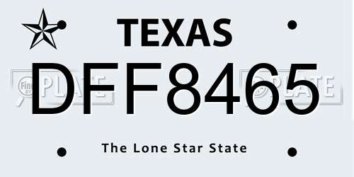 DFF8465 Texas License Plate