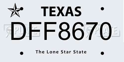 DFF8670 Texas License Plate