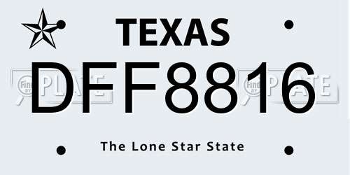 DFF8816 Texas License Plate