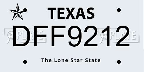 DFF9212 Texas License Plate