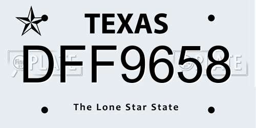 DFF9658 Texas License Plate
