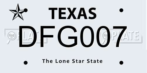 DFG007 Texas License Plate