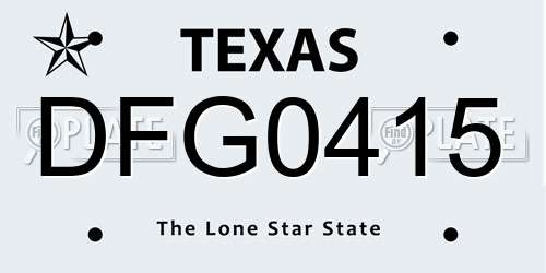 DFG0415 Texas License Plate