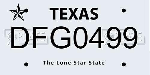 DFG0499 Texas License Plate
