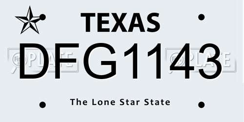 DFG1143 Texas License Plate