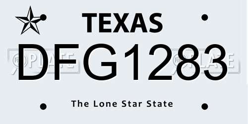 DFG1283 Texas License Plate