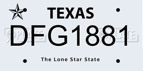 DFG1881 Texas License Plate