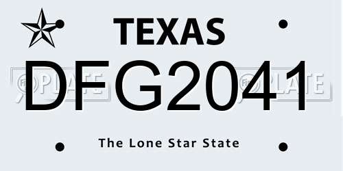 DFG2041 Texas License Plate