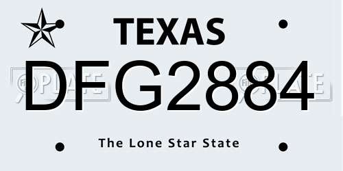 DFG2884 Texas License Plate