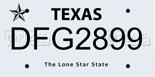 DFG2899 Texas License Plate