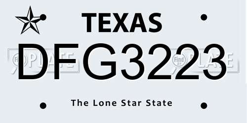 DFG3223 Texas License Plate