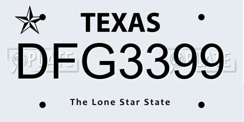 DFG3399 Texas License Plate