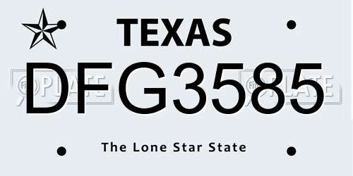 DFG3585 Texas License Plate