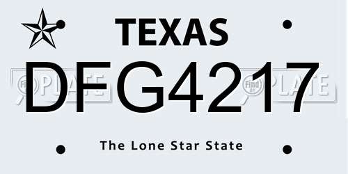 DFG4217 Texas License Plate