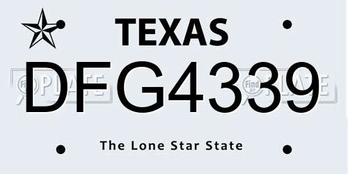 DFG4339 Texas License Plate