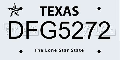 DFG5272 Texas License Plate